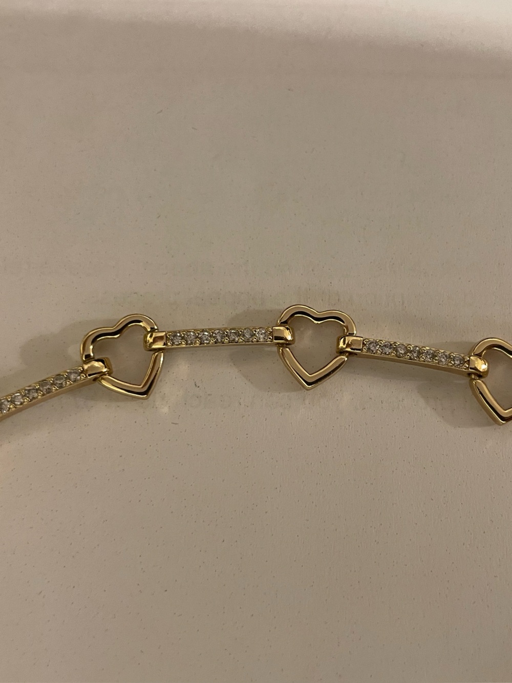 Gold Heart Link Bracelet with Pavé Accents